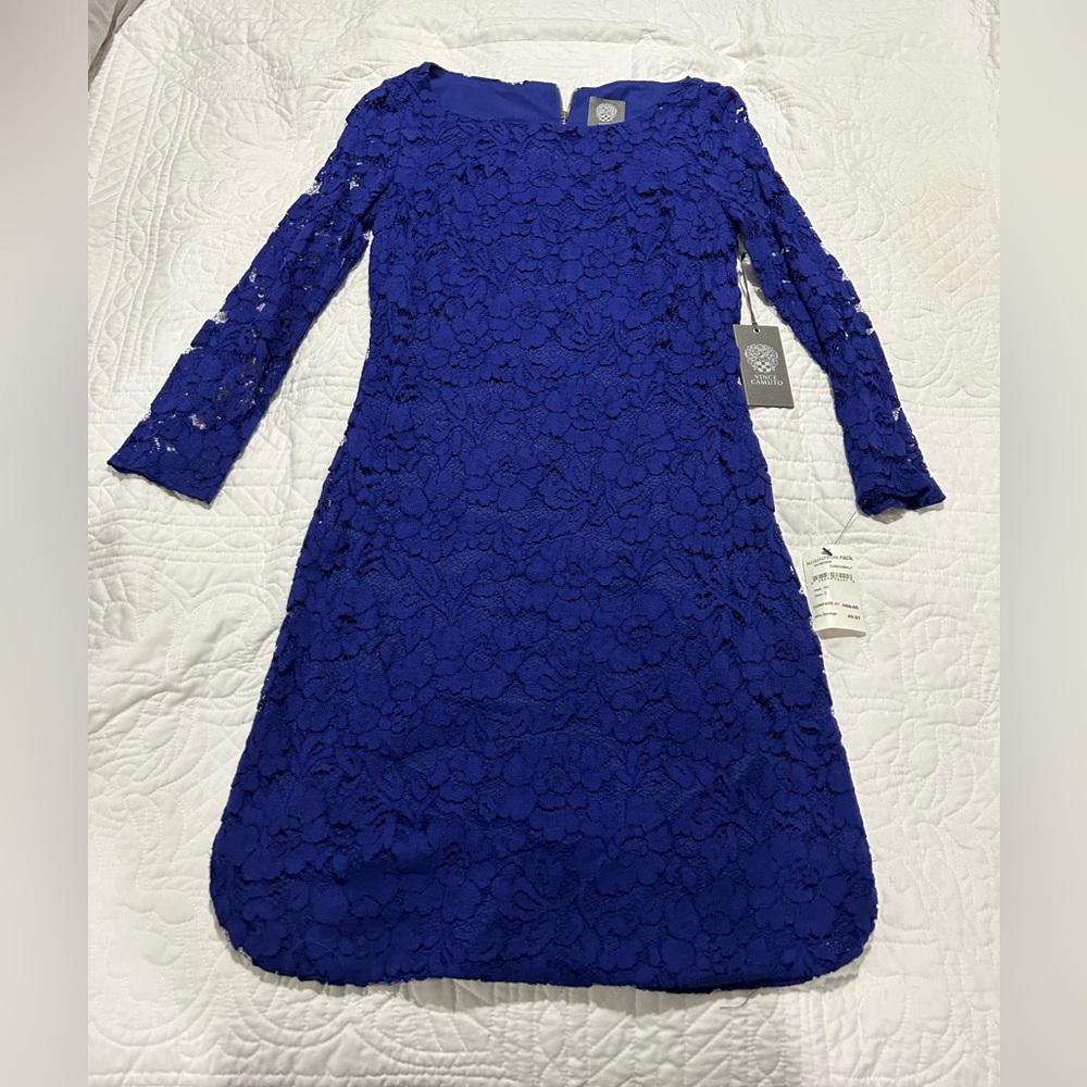 New with tags size 2 Vince Camuto royal blue lace dress.